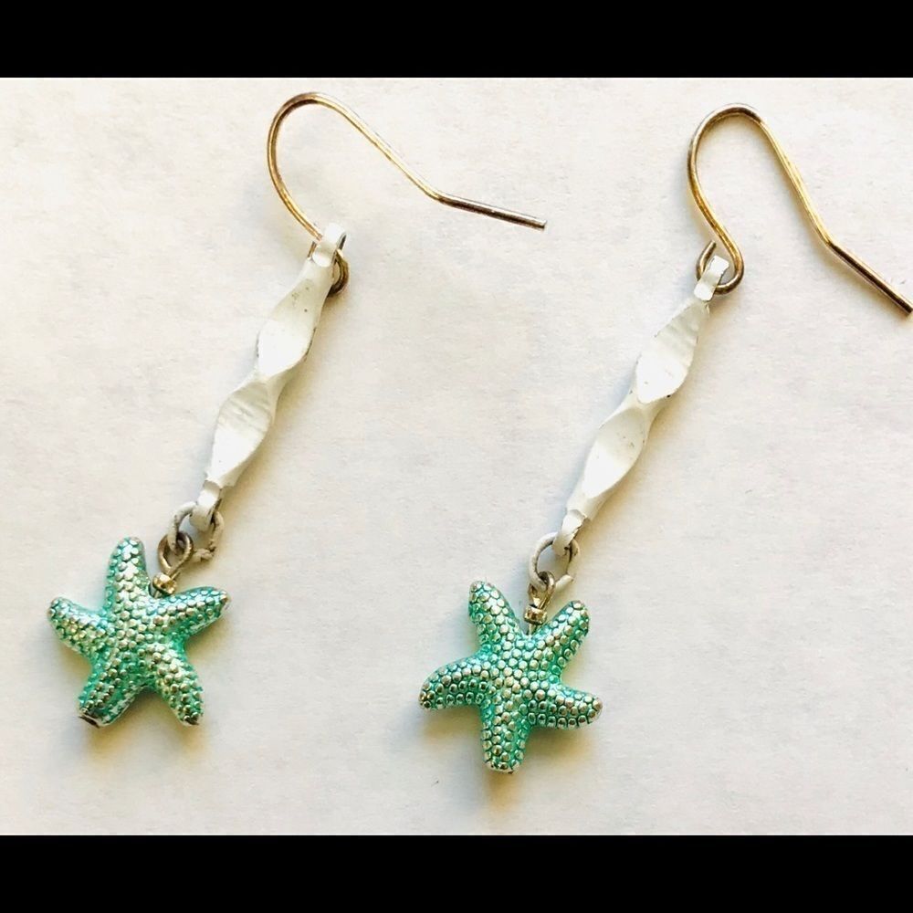 Vintage Starfish Dangle Earrings Pastel Orange NWT - Picture 10 of 10